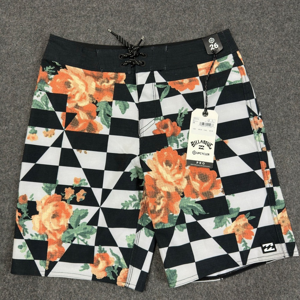 Billabong Sundays Pro Upcycler Boardshorts Size 26 Floral Geometric NWT